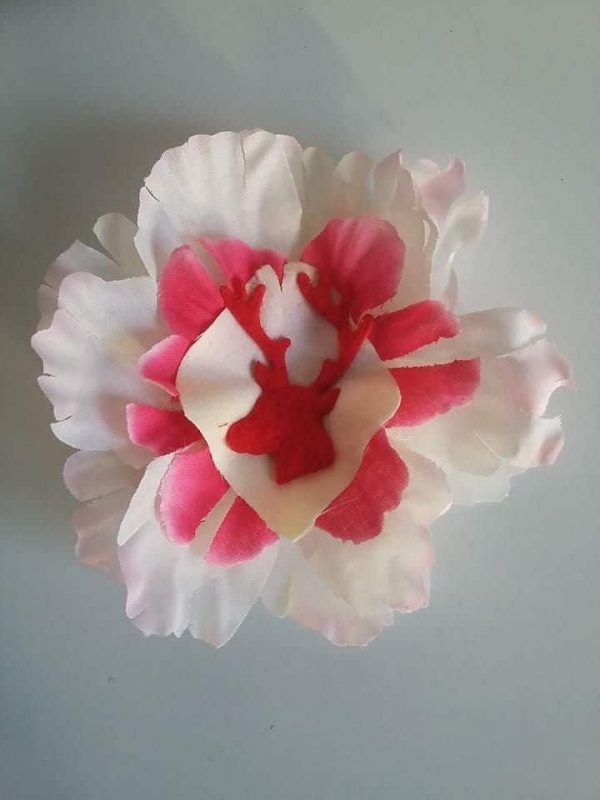 Pince à cheveux fleur blanche et rose cerf – Image 2