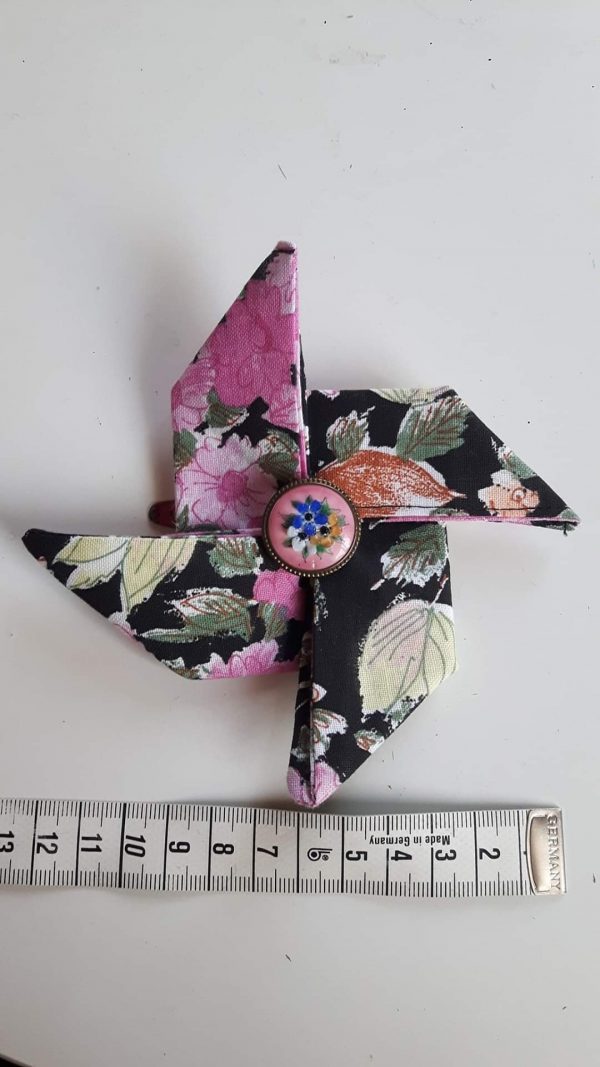 Grande pince à cheveux origami coton fleuri – Image 3