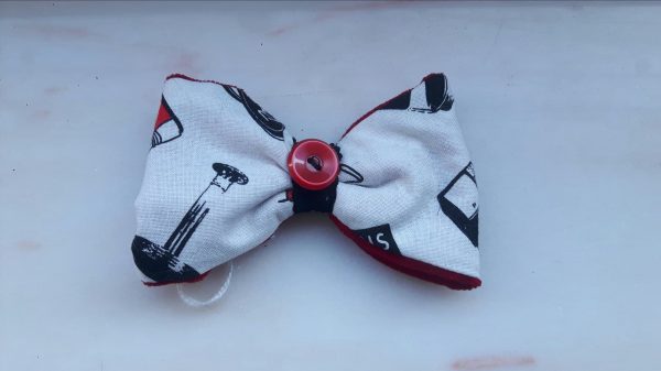 Nœud velours rouge et coton imprimé juke-box – Image 2