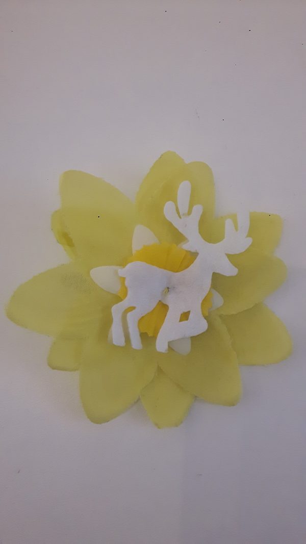 Pince à cheveux jaune Biche blanche – Image 2