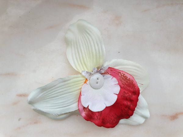 Pince à cheveux fleur orchidée blanche – Image 4