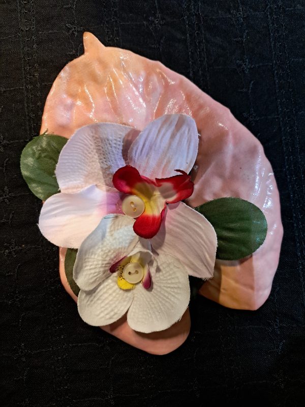 Pince à cheveux nénuphare feuille rose et composition orchidées