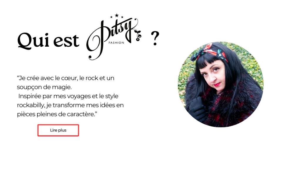 Qui est Pitsy Fashion, lien qui permets d aller sur la biographie.