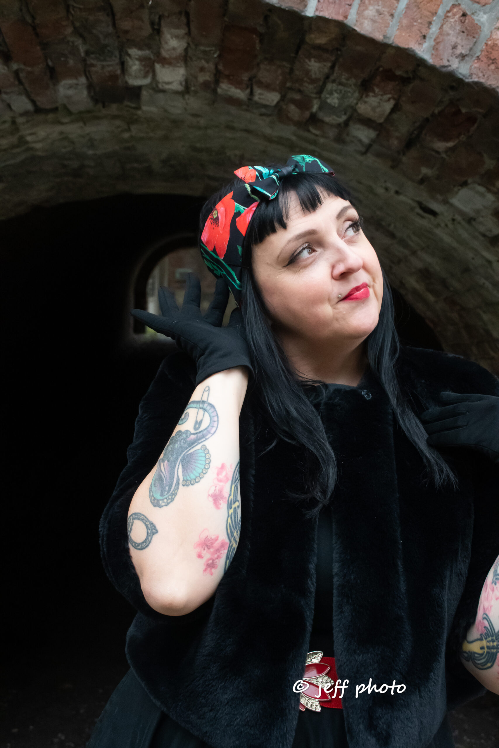 Bandeau noeud motif coquelicot