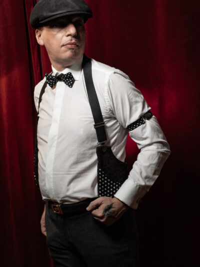 Elastiques pour manches de chemise noirs à pois blancs