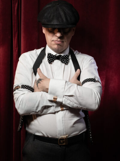 Noeud pap coton noir à pois blancs