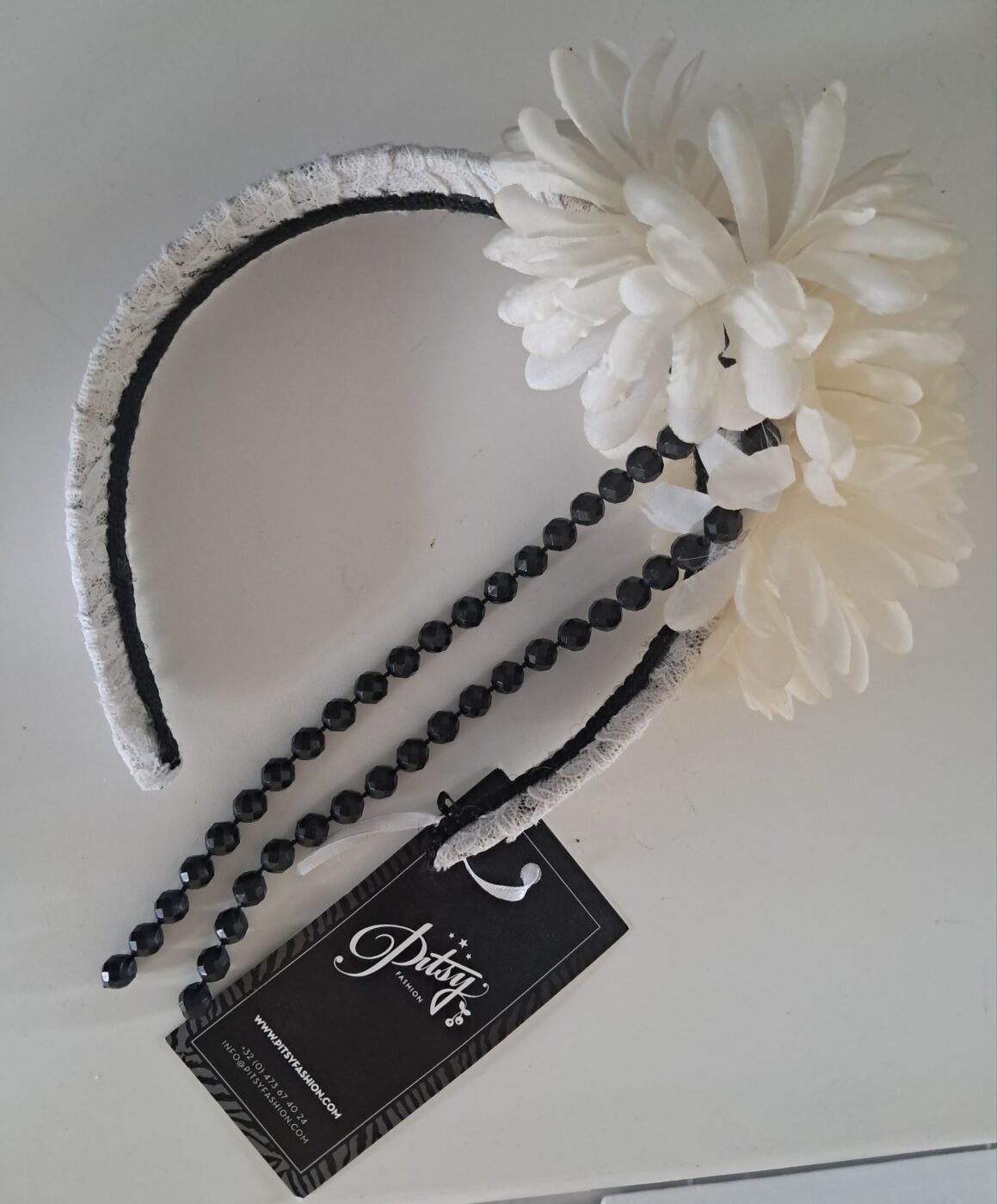 Serre tête fleurs blanches Chrysanthème – Image 3